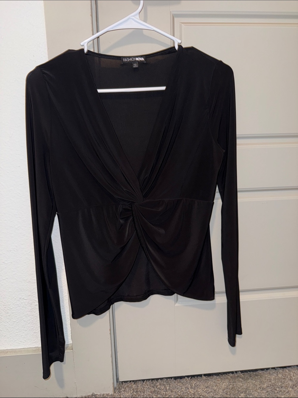 Black Twist-Knot Long Sleeve Top